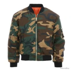 Blouson Bombers Aviateur MA1 Camouflage Couleur Camouflage Woodland.