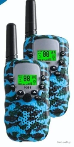 2 Véritables Talkies-walkies ENFANTS BAOFENG Longue Portée 3 Km UHF Coloris BLEU CAMOUFLAGE