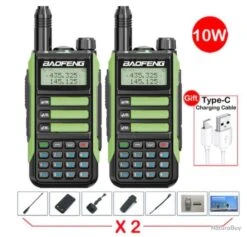 2X BAOFENG VHF UV-16 Pro Max, Talkie-walkie 10 Watts LONGUE PORTÉE Coloris Vert