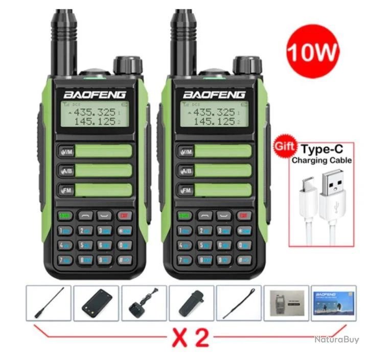 2X BAOFENG VHF UV-16 Pro Max, Talkie-walkie 10 Watts LONGUE PORTÉE Coloris Vert 3 2X BAOFENG VHF UV-16 Pro Max, Talkie-walkie 10 Watts LONGUE PORTÉE Coloris Vert