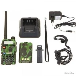 Baofeng UV-5R Talkie-walkie FM Radio VHF/UHF Double Bande Affichage Veille Et Horloge Intégrée Camo