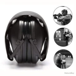 Casque Anti-bruit Tactique CrossEye Noir Protège-oreilles Réglable Et Pliable