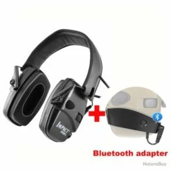 Casque Anti-bruit électronique 24dB Impact Sport Noir - AVEC ADAPTATEUR BLUETOOTH