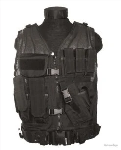 Mil-Tec Gilet Tactique USMC Avec Ceinture Noir