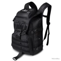 Sac à Dos Tactique Militaire 40L Noir Bandoulière Homme Imperméable Chasse Randonnée Camping