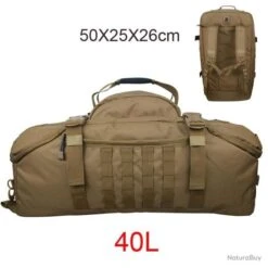 Sac à Dos Tactique - 40L TAN - Militaire Mixte & Polyvalent - Tissu Très Résistant 600D - Chasse