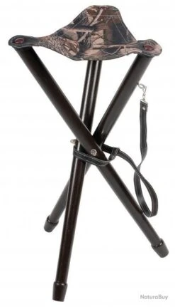TRÉPIED ANZIEUX 65 CM, PIEDS BOIS, ASSISE TISSU CAMO SOUS-BOIS, AVEC BRETELLE