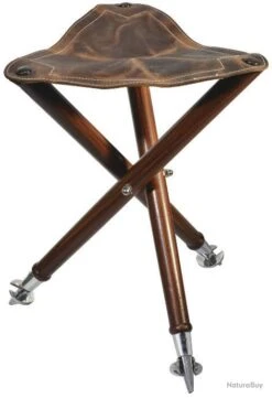 Trépied Cuir Et Bois PISTEURS Pieds Métal Modèle 65 Cm
