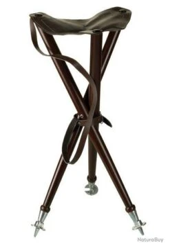 Siège Trépied Battue Assise Cuir 65cm Pieds Métal
