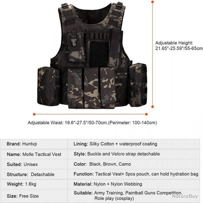 Gilet Tactique Armée Militaire Gilet Molle Airsoft Gilet Pour Hommes Femmes Camping Randonnée Chasse 4 Gilet Tactique Armée Militaire Gilet Molle Airsoft Gilet Pour Hommes Femmes Camping Randonnée Chasse – Image 2