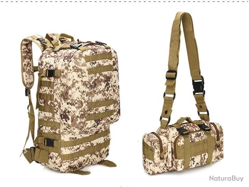 Grand Sac à Dos 55L Tactique Militaire Multifonction Camouflage Randonnée Camping Chasse 4 Grand Sac à Dos 55L Tactique Militaire Multifonction Camouflage Randonnée Camping Chasse – Image 2