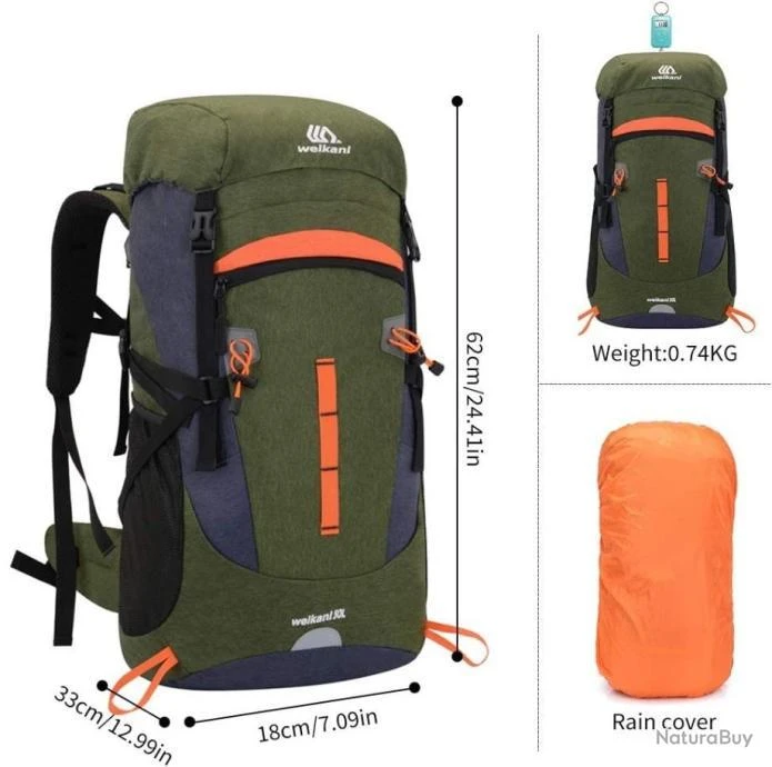 Sac à Dos Tactique Randonnée 50L Housse De Pluie Imperméable Chasse Pêche Trekking Alpinisme Vert 4 Sac à Dos Tactique Randonnée 50L Housse De Pluie Imperméable Chasse Pêche Trekking Alpinisme Vert – Image 2
