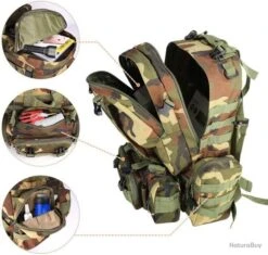 Sac à Dos Tactique 55L Jungle Camouflage + 3 Sacs Détachables - Livraison Gratuite Et Rapide -Peltor Soldes 00002 Sac a dos tactique 55L Jungle camouflage 2 sacs detachables Livraison gratuite et rapide