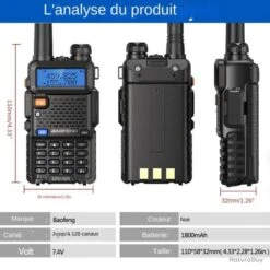 Baofeng UV-5R 5W Talkie Walkie Noir Radio Dual Bande VHF/UHF Longue Portée Camping Chasse Neuf -Peltor Soldes 00003 Baofeng UV 5R 5W Talkie Walkie Noir Radio Dual Bande VHF UHF Longue Portee Camping Chasse Neuf