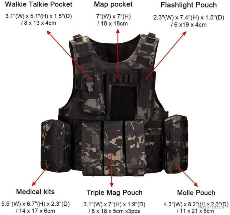 Gilet Tactique Armée Militaire Gilet Molle Airsoft Gilet Pour Hommes Femmes Camping Randonnée Chasse 5 Gilet Tactique Armée Militaire Gilet Molle Airsoft Gilet Pour Hommes Femmes Camping Randonnée Chasse – Image 3