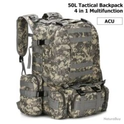 Sac à Dos Tactique De 50l Militaire Pour Hommes, Sac Tactique De Sport Molle 4 En 1 ACU -Peltor Soldes 00003 Sac a dos tactique de 50l militaire pour hommes sac tactique de Sport Molle 4 en 1 ACU