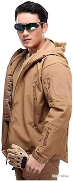 Veste Tactique - Veste De Chasse - Avec Capuche - Etanche - Kaki - Livraison Gratuite -Peltor Soldes 00003 Veste tactique Veste de chasse Avec capuche Etanche Kaki Livraison gratuite