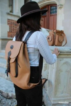 Sac à Dos Cuir Marron Camel Chasse Elégance CE203 -Peltor Soldes 00004 Sac dos Cuir Marron Camel Chasse Elegance CE203