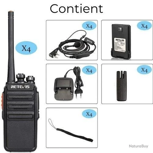 Lot 4 Talkie Walkie Rechargeable Professionnel Chasse Camping Oreillette USB 16 Canaux Communication 7 Lot 4 Talkie Walkie Rechargeable Professionnel Chasse Camping Oreillette USB 16 Canaux Communication – Image 5
