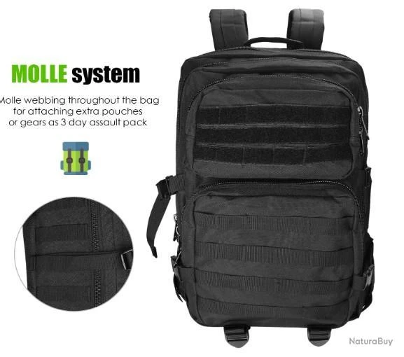 Sac à Dos Style Militaire 40L Grand Volume Sac à Dos Multifonction Pour CHASSE TREKKING RANDO 7 Sac à Dos Style Militaire 40L Grand Volume Sac à Dos Multifonction Pour CHASSE TREKKING RANDO – Image 5