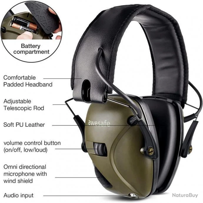 Casque Anti Bruit Électronique Réduction Du Bruit Protection Auditive Pour Le Tir Et La Chasse Neuf 8 Casque Anti Bruit Électronique Réduction Du Bruit Protection Auditive Pour Le Tir Et La Chasse Neuf – Image 6
