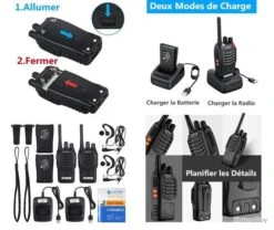Talkie Walkie 2pcs 16 Canaux VOX LCD Batterie 1500 MAh Rechargeable Lampe Oreillette Et USB -Peltor Soldes 00006 Talkie Walkie 2pcs 16 Canaux VOX LCD Batterie 1500 mAh Rechargeable Lampe Oreillette et USB
