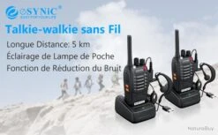 Talkie Walkie 2pcs Rechargeable 16 Canaux VOX LCD Batterie 1500 MAh Lampe Oreillette Et USB -Peltor Soldes 00007 Talkie Walkie 2pcs Rechargeable 16 Canaux VOX LCD Batterie 1500 mAh Lampe Oreillette et USB