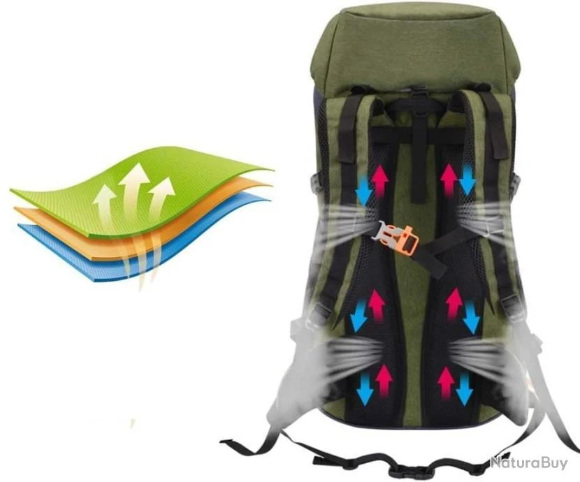 Sac à Dos Tactique Randonnée 50L Housse De Pluie Imperméable Chasse Pêche Trekking Alpinisme Vert 10 Sac à Dos Tactique Randonnée 50L Housse De Pluie Imperméable Chasse Pêche Trekking Alpinisme Vert – Image 8
