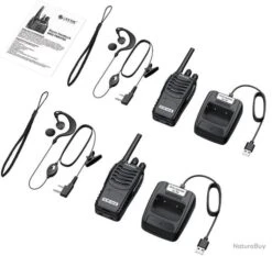 Talkie Walkie 2pcs 16 Canaux VOX LCD Batterie 1500 MAh Rechargeable Lampe Oreillette Et USB -Peltor Soldes 00009 Talkie Walkie 2pcs 16 Canaux VOX LCD Batterie 1500 mAh Rechargeable Lampe Oreillette et USB